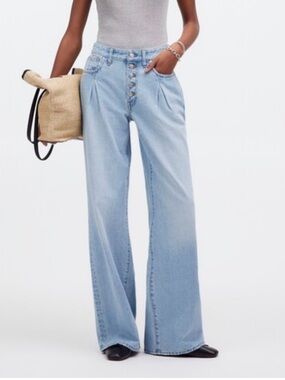 Madewell Superwide-Leg Jeans in Cather Wash Button-Front Edition Women’s Size 25